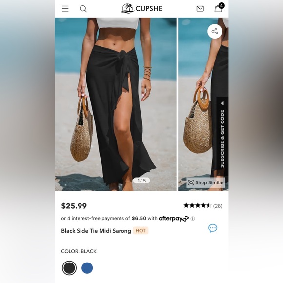 NWT Black side tie sarong/ swim coverup - Picture 1 of 1